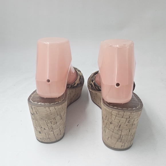 Sam Edelman Reid Leopard Calf Hair Cork Wedge Slide Sandals Platform Size 8 - Picture 6 of 10